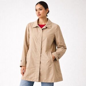 Faconnable Womens Beige Trench Coat Rain Jacket M Lightweight Classic France EUC